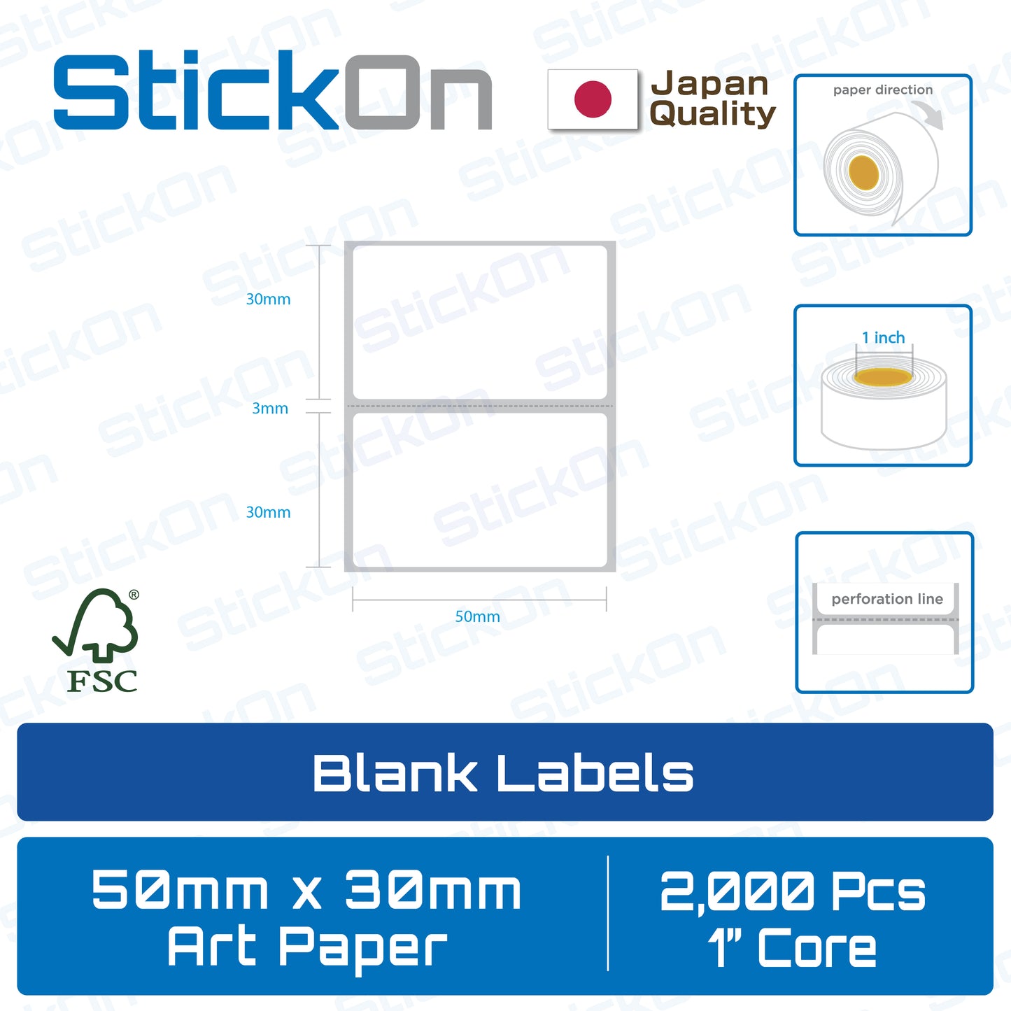 Barcode Label Art Paper FSC Sticker [Various Size] 1" Core