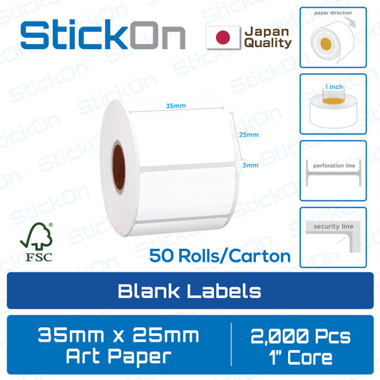 Barcode Label 35x25mm Art Paper FSC [50 Rolls]