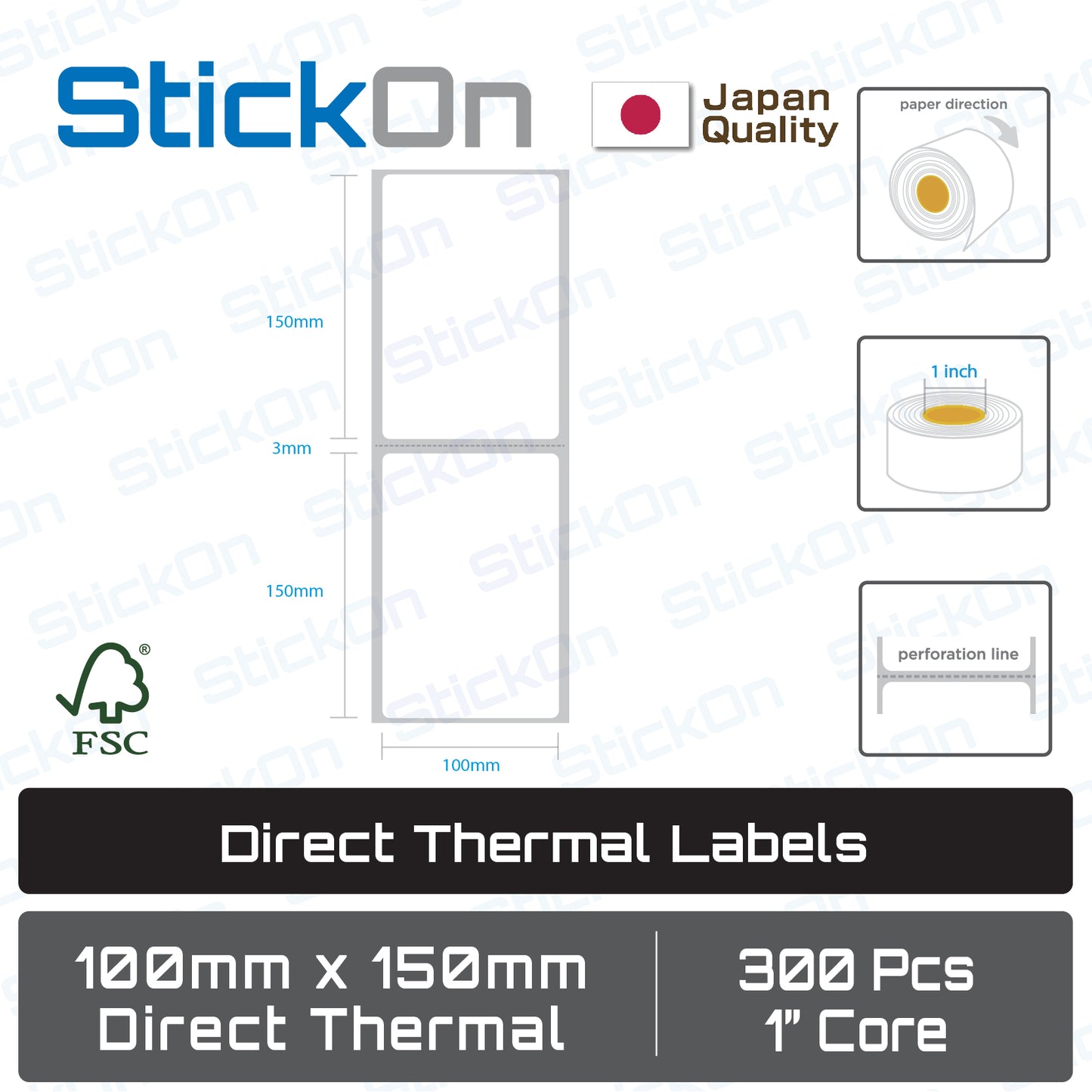 Barcode Label Direct Thermal FSC Sticker [Various Size] 1" Core