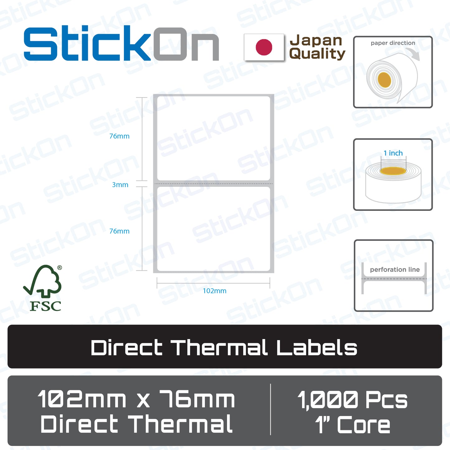 Barcode Label Direct Thermal FSC Sticker [Various Size] 1" Core