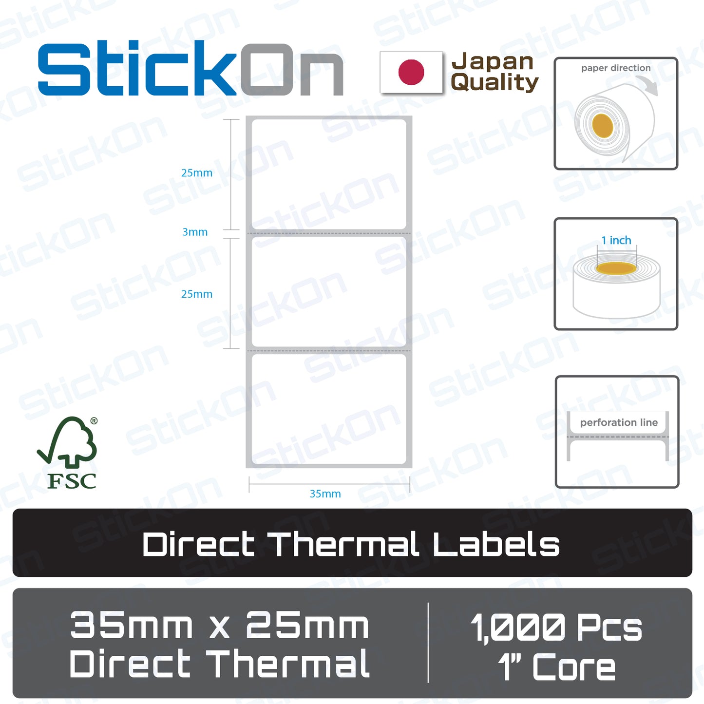 Barcode Label Direct Thermal FSC Sticker [Various Size] 1" Core