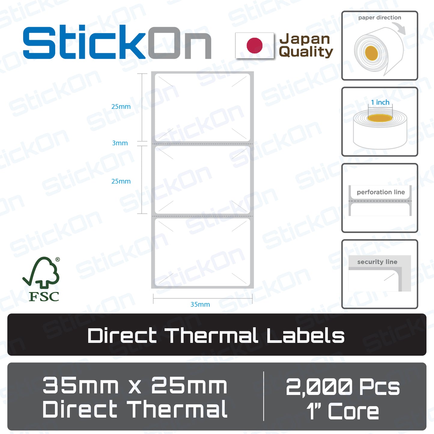 Barcode Label Direct Thermal FSC Sticker [Various Size] 1" Core