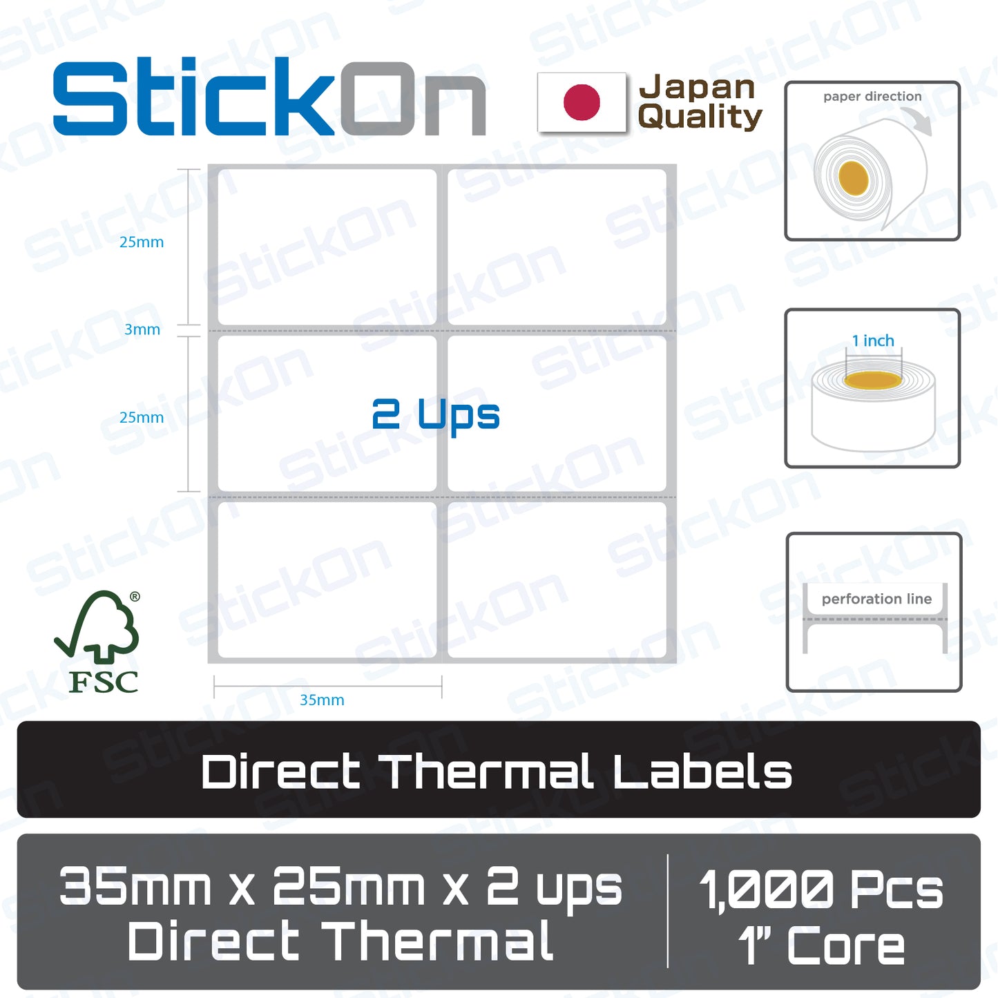 Barcode Label Direct Thermal FSC Sticker [Various Size] 1" Core