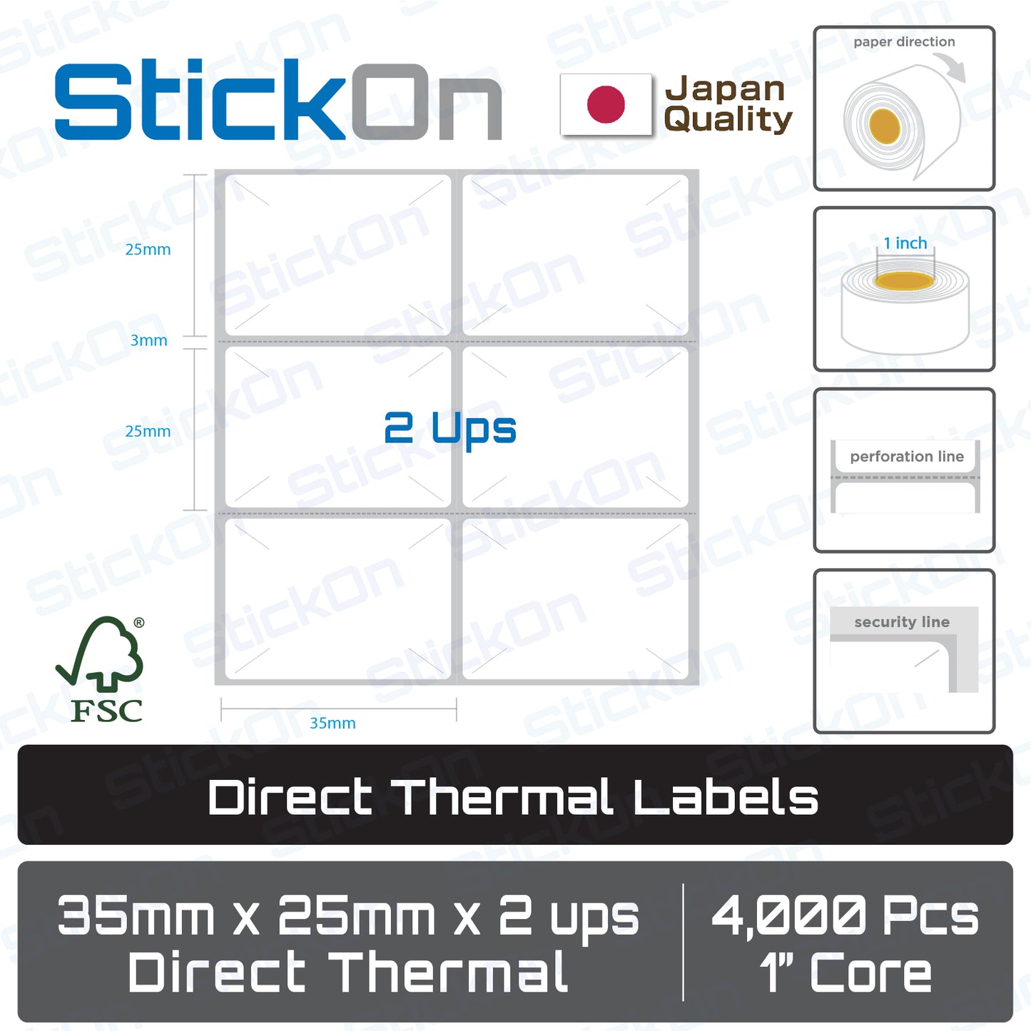 Barcode Label Direct Thermal FSC Sticker [Various Size] 1" Core