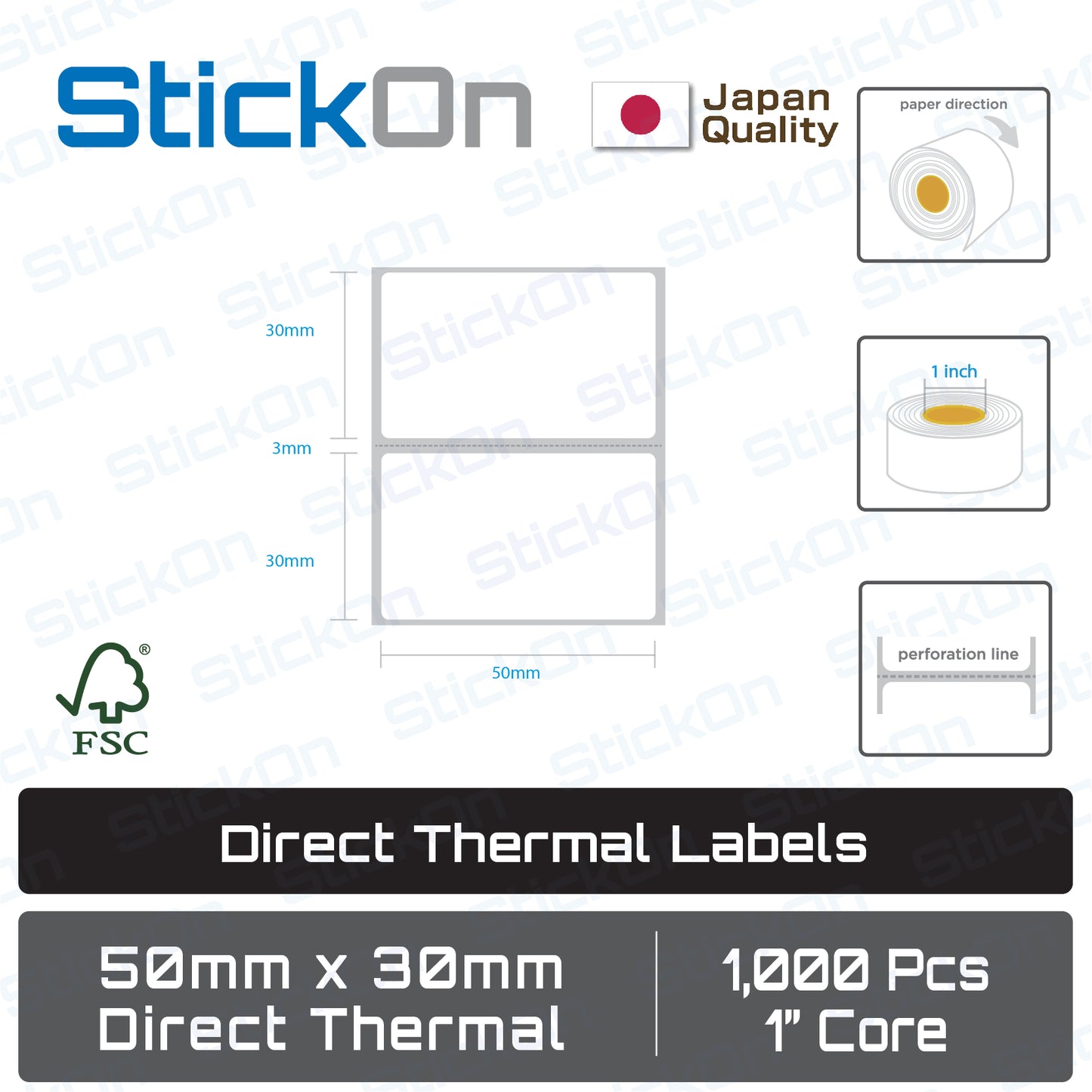 Barcode Label Direct Thermal FSC Sticker [Various Size] 1" Core