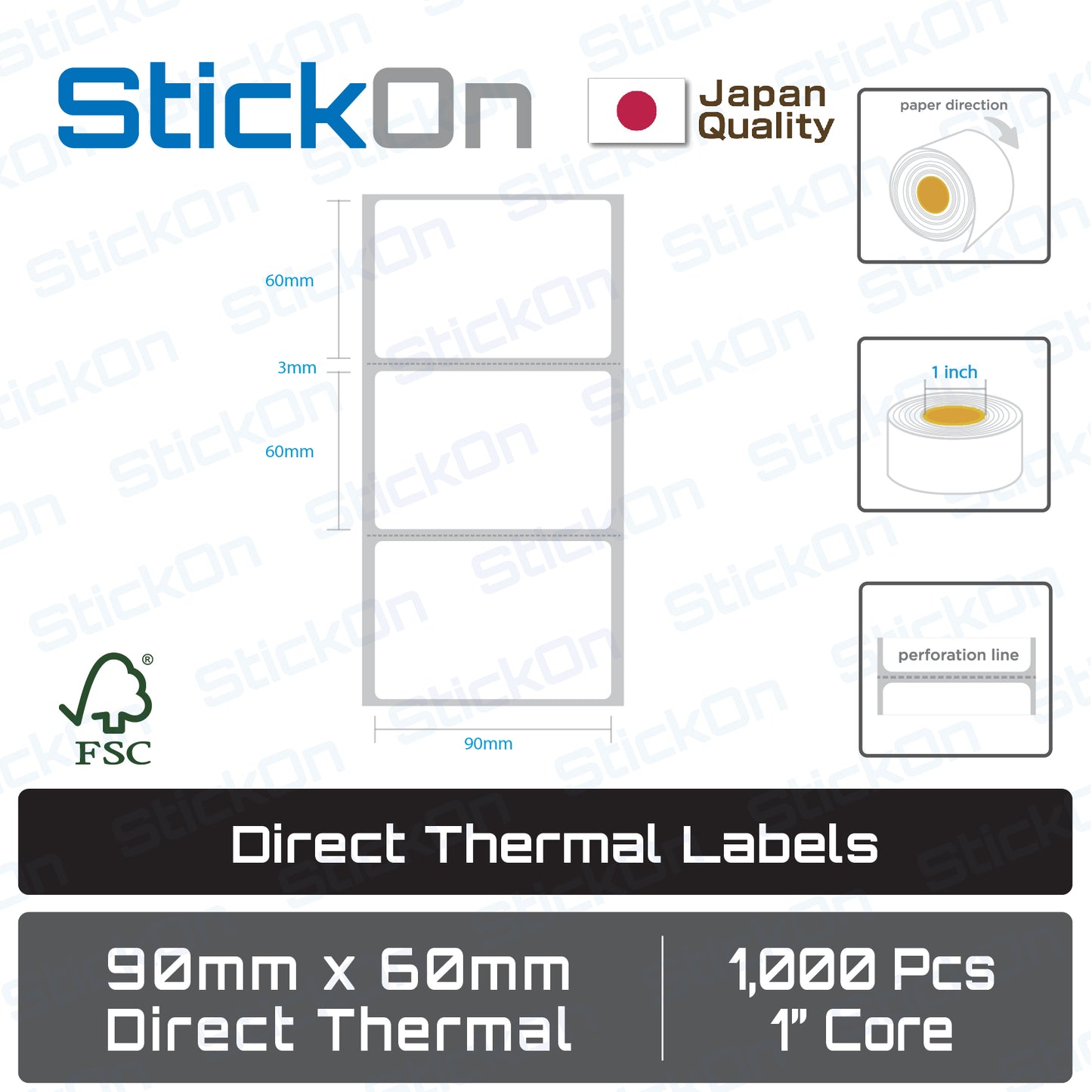 Barcode Label Direct Thermal FSC Sticker [Various Size] 1" Core