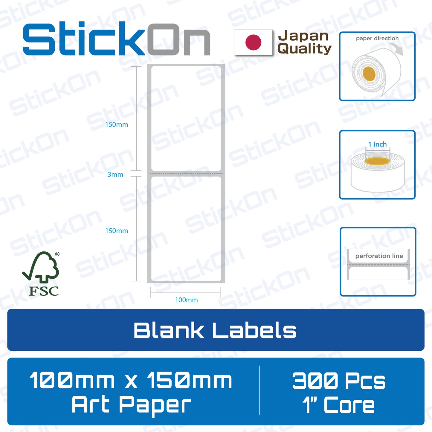 Barcode Label Art Paper FSC Sticker [Various Size] 1" Core